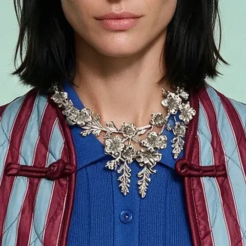 Floral collar necklace, cropped from the generated photo